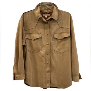 Philosophy Womens Small Tan Button Up Shirt GUC
